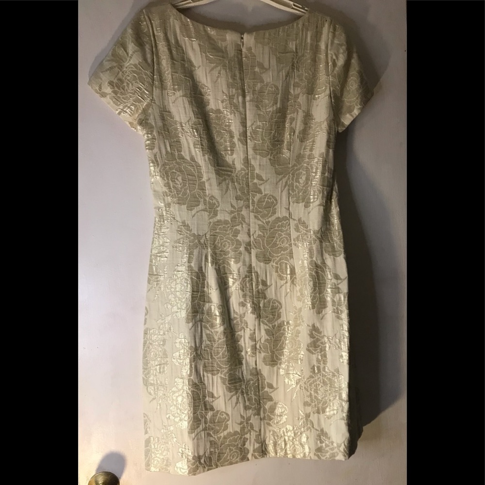 NWT, ABS Allen Schwartz Collection Light Gold & Cream Brocade Dress, Size: 6 - Picture 2 of 7